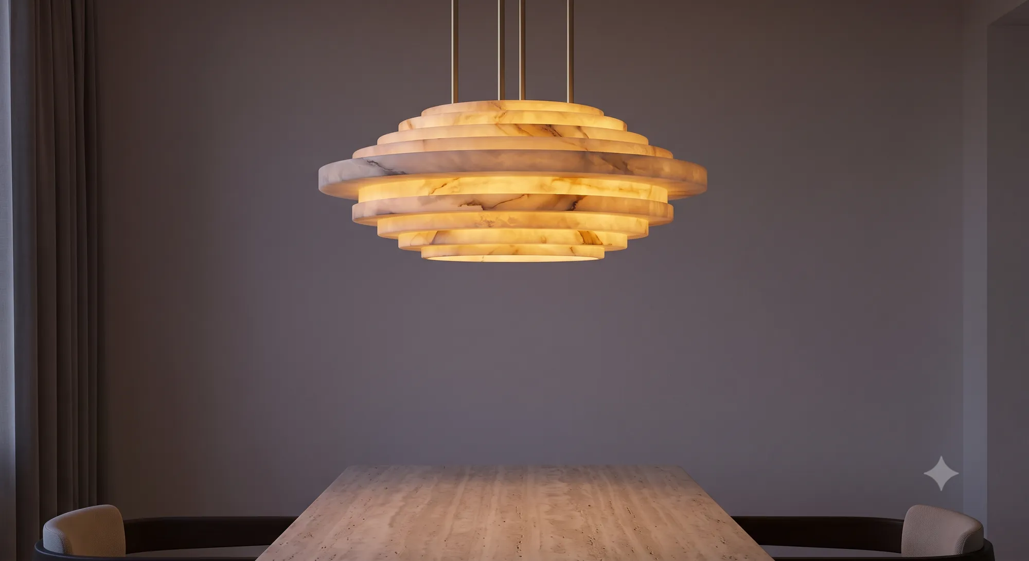 Aura Alabaster Chandelier in Brushed Champagne Brass