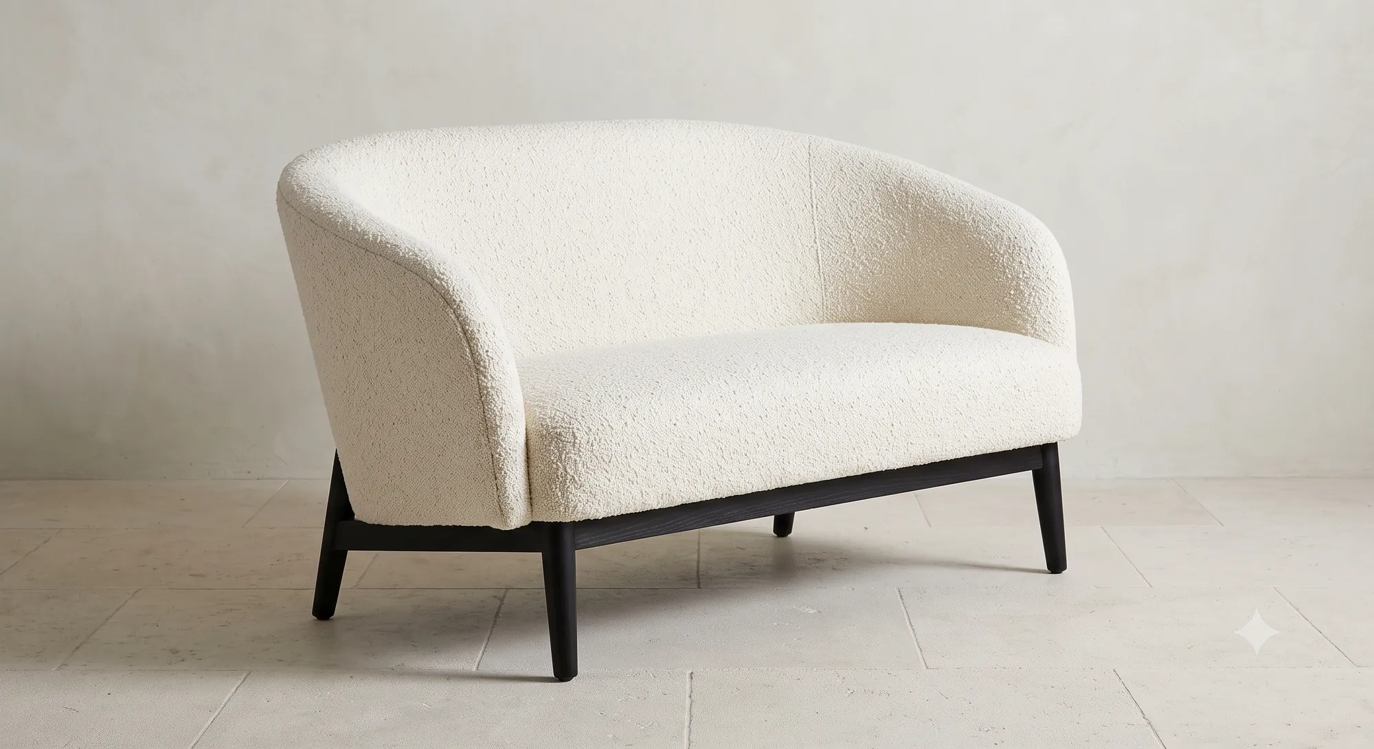 Kanso Sculpted Lounge Chair in Belgian Bouclé Ivory